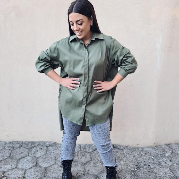 Γυναικείο πουκάμισο oversized χακί
