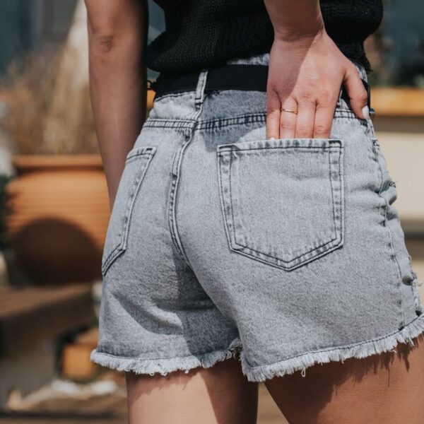 Jean Σορτσάκι Γκρι με ξέφτια