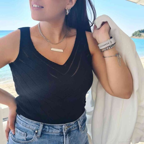 Πλεκτό Αμάνικο Top σε 2 Αποχρώσεις