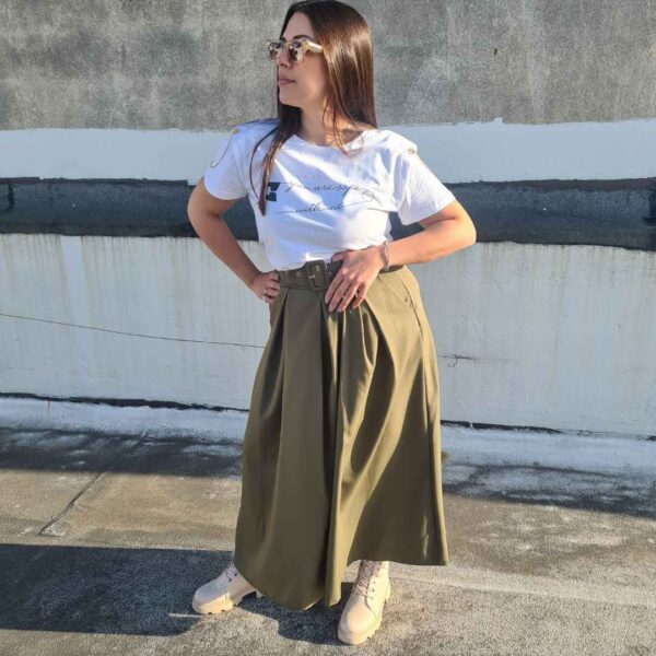 Φούστα με Πιέτες και Ζώνη σε 3 Αποχρώσεις