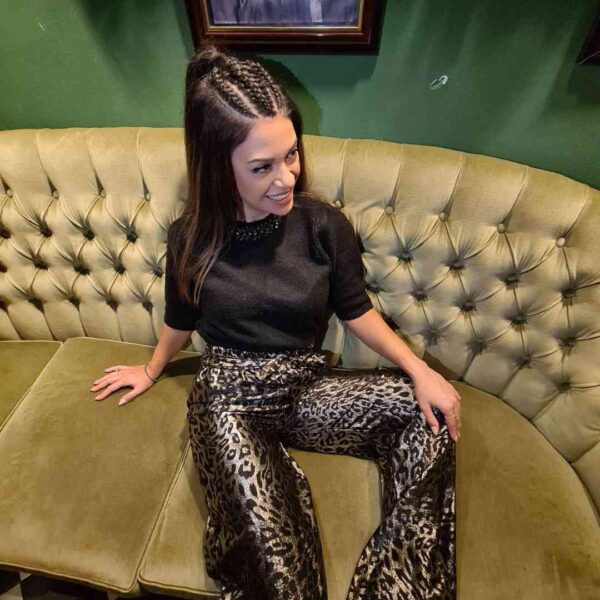 Γυναικεία Παντελόνα Χρυσή Animal Print